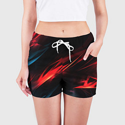 Шорты женские Red black abstract, цвет: 3D-принт — фото 2