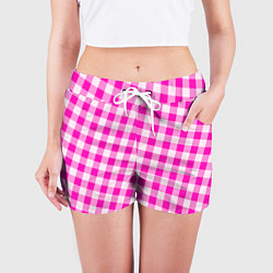Шорты женские Розовая клетка Барби, цвет: 3D-принт — фото 2