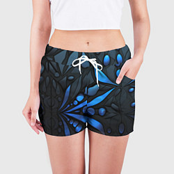 Шорты женские Black blue elements, цвет: 3D-принт — фото 2