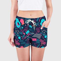 Шорты женские Абстракция синяя паттерн, цвет: 3D-принт — фото 2