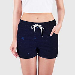 Шорты женские Тёмный космос и синие звёзды, цвет: 3D-принт — фото 2