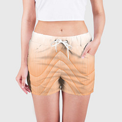 Шорты женские Полосатый оранжевый градиент, цвет: 3D-принт — фото 2
