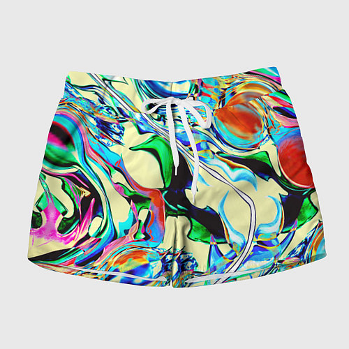 Женские шорты Яркие абстрактные разводы / 3D-принт – фото 1