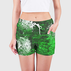 Шорты женские Киберпанк заражение зелёное, цвет: 3D-принт — фото 2