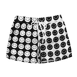 Шорты женские Smiley black and white, цвет: 3D-принт