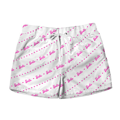 Женские шорты Барби паттерн - логотип и сердечки / 3D-принт – фото 1