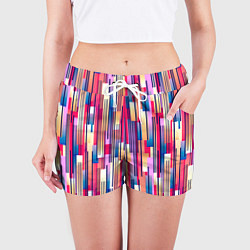 Шорты женские Яркие спортивные полоски, цвет: 3D-принт — фото 2
