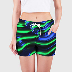 Шорты женские Green blue lines, цвет: 3D-принт — фото 2