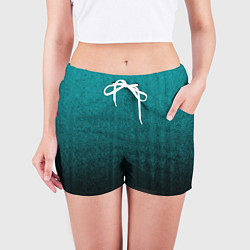 Шорты женские Градиент чёрно-бирюзовый, цвет: 3D-принт — фото 2