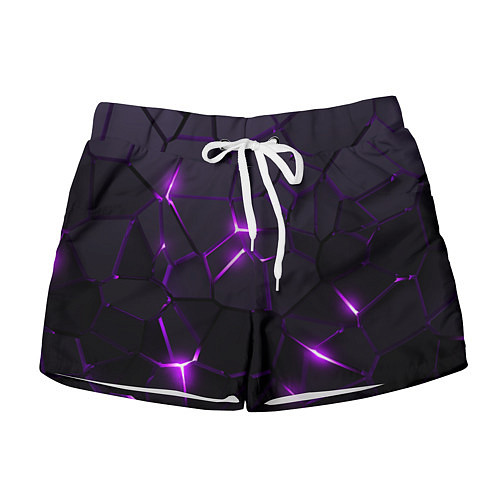 Женские шорты Неоновые плиты с фиолетовым свечением / 3D-принт – фото 1