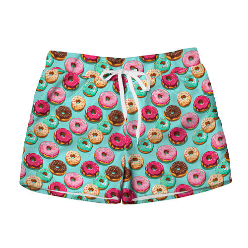 Женские шорты Разноцветные пончики паттерн / 3D-принт – фото 1