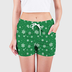 Шорты женские Hello winter green snow, цвет: 3D-принт — фото 2