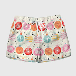 Шорты женские Разноцветные новогодние шары, цвет: 3D-принт