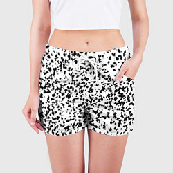 Шорты женские Пятнистый чёрно-белый паттерн, цвет: 3D-принт — фото 2