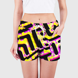Шорты женские Абстракция - лабиринт, цвет: 3D-принт — фото 2