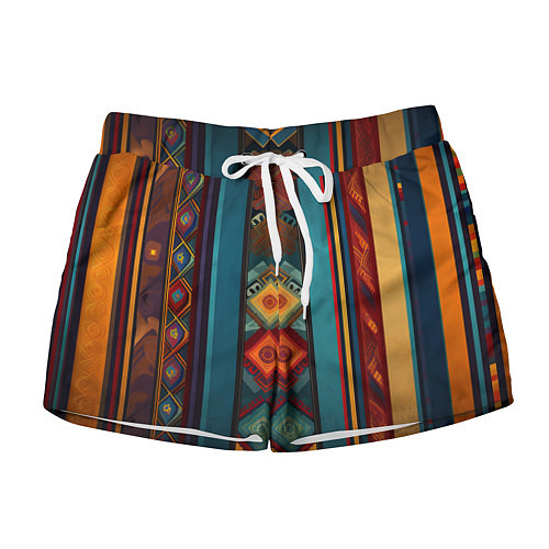 Женские шорты Этнический орнамент в вертикальную полоску / 3D-принт – фото 1