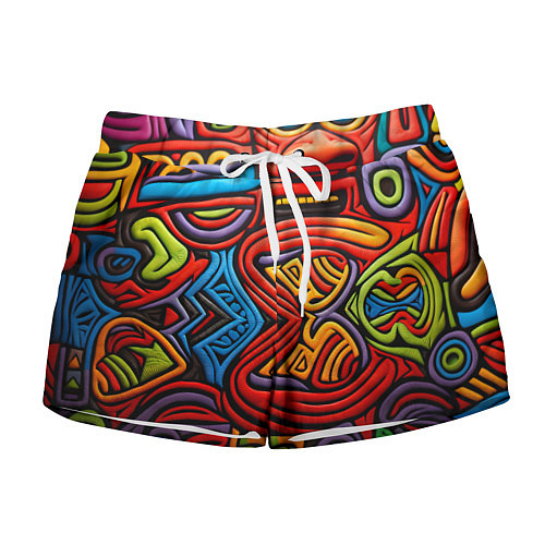 Женские шорты Разноцветный узор в стиле абстракционизм / 3D-принт – фото 1
