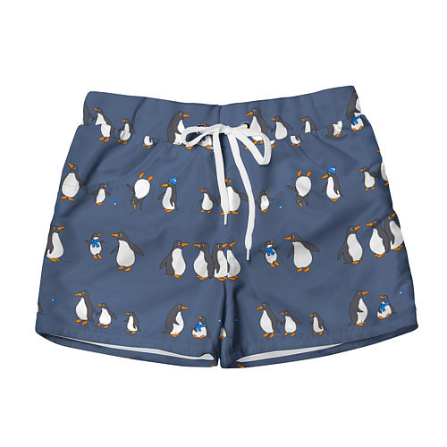 Женские шорты Забавное семейство пингвинов / 3D-принт – фото 1