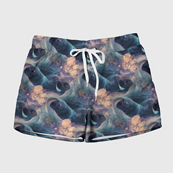 Шорты женские Волнообразная фрактальная абстракция, цвет: 3D-принт