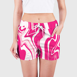 Шорты женские Абстракция разлитая розовая краска, цвет: 3D-принт — фото 2