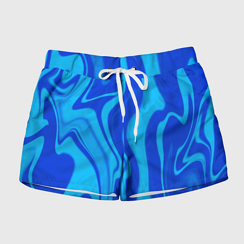 Женские шорты Абстракция разлитые краски сине-голубой / 3D-принт – фото 1