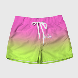 Шорты женские Барби: градиент розовый и ярко-зеленый, цвет: 3D-принт