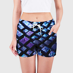 Шорты женские Цветные объёмные кубики - нейросеть, цвет: 3D-принт — фото 2
