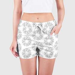 Шорты женские Хоровод капибары - раскраска, цвет: 3D-принт — фото 2