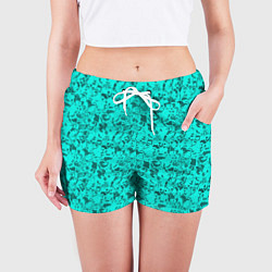 Шорты женские Текстура камень цвета морской волны, цвет: 3D-принт — фото 2