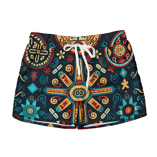 Женские шорты Симметричный орнамент в славянском стиле / 3D-принт – фото 1