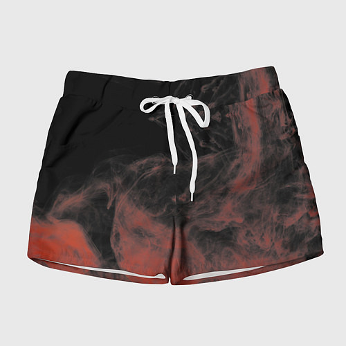 Женские шорты Красный дым на чёрном / 3D-принт – фото 1
