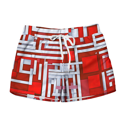 Женские шорты Полосы на красном фоне / 3D-принт – фото 1