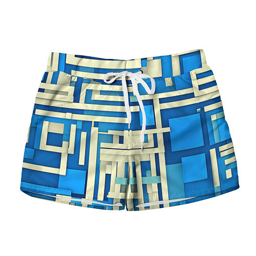 Женские шорты Полосы на синем фоне / 3D-принт – фото 1
