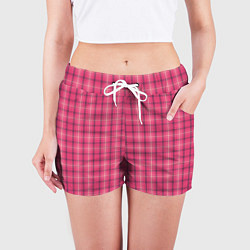 Шорты женские Розовая клетка классическая, цвет: 3D-принт — фото 2