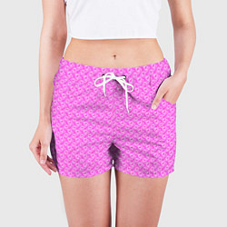 Шорты женские Маленькие сердечки паттерн розовый, цвет: 3D-принт — фото 2