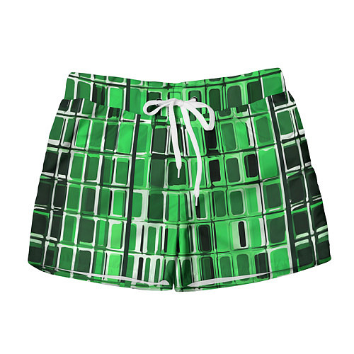 Женские шорты Зелёные прямоугольники / 3D-принт – фото 1