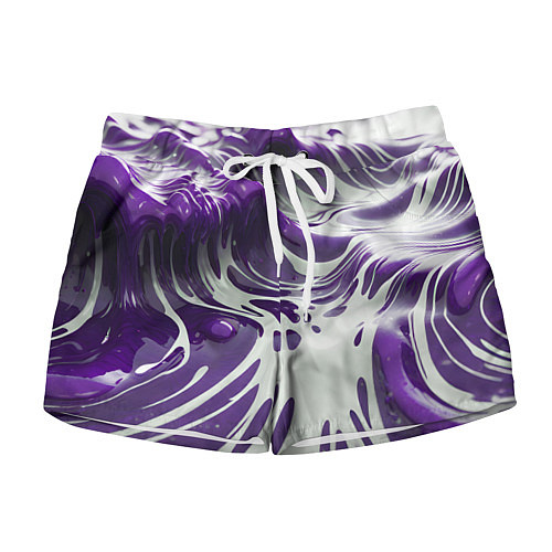 Женские шорты Бело-фиолетовая краска / 3D-принт – фото 1