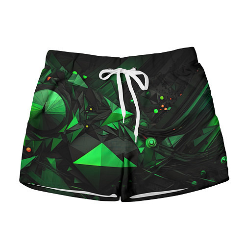 Женские шорты Абстрактный лабиринт зелени / 3D-принт – фото 1