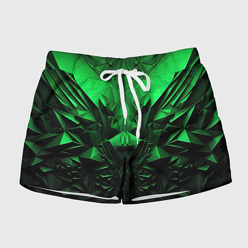 Женские шорты Асимметрия зеленого узора / 3D-принт – фото 1