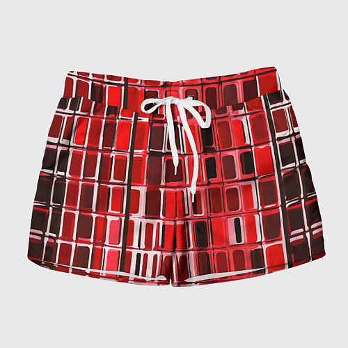 Женские шорты Красные прямоугольники / 3D-принт – фото 1