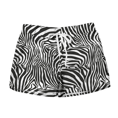 Женские шорты Шкура зебры черно - белая графика / 3D-принт – фото 1