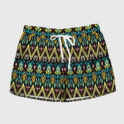 Шорты женские Мелкий орнамент - имитация ткани икат, цвет: 3D-принт