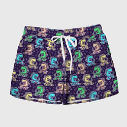 Шорты женские Динозаврик на скейтборде, цвет: 3D-принт