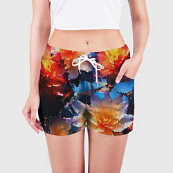 Шорты женские Мозаика крупные цветы, цвет: 3D-принт — фото 2