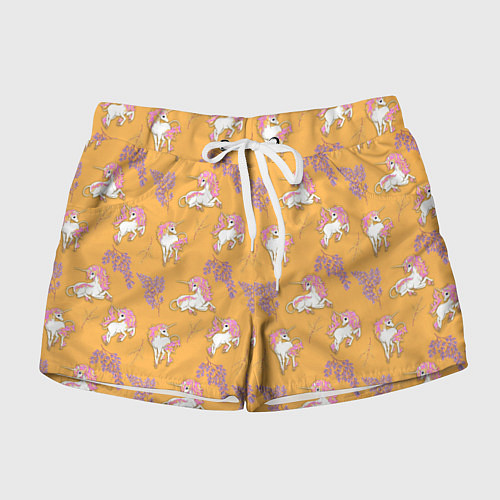 Женские шорты Единорог цветная грива / 3D-принт – фото 1