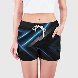 Шорты женские Разрыв реальности синего и черного, цвет: 3D-принт — фото 2