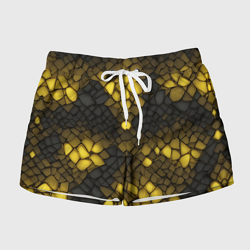 Женские шорты Жёлтый трескающийся камень / 3D-принт – фото 1