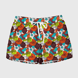 Шорты женские Цветочное разноцветье, цвет: 3D-принт
