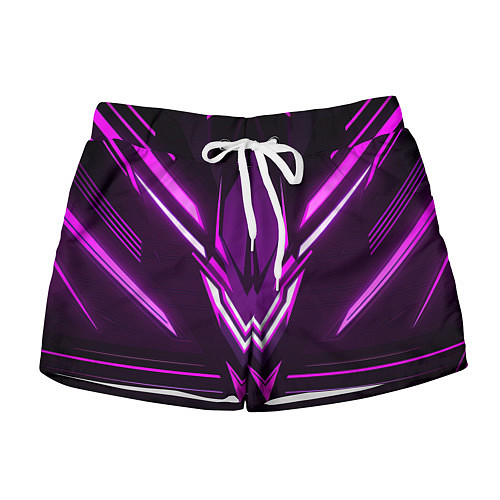 Женские шорты Фиолетовые неоновые вставки / 3D-принт – фото 1