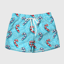 Шорты женские Новогодний леденец трость, цвет: 3D-принт